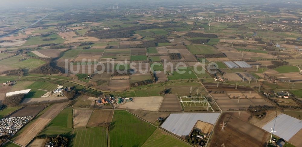 Datteln aus der Vogelperspektive: Feld- Strukturen und landwirtschaftliche Nutzflächen bei Datteln im Bundesland Nordrhein-Westfalen