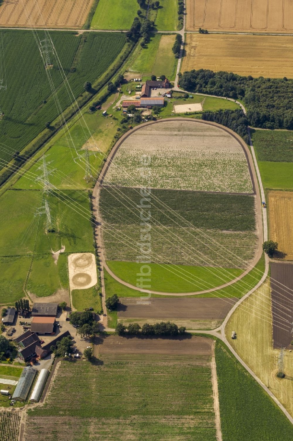 Datteln von oben - Feld- Strukturen und landwirtschaftliche Nutzflächen bei Datteln im Bundesland Nordrhein-Westfalen