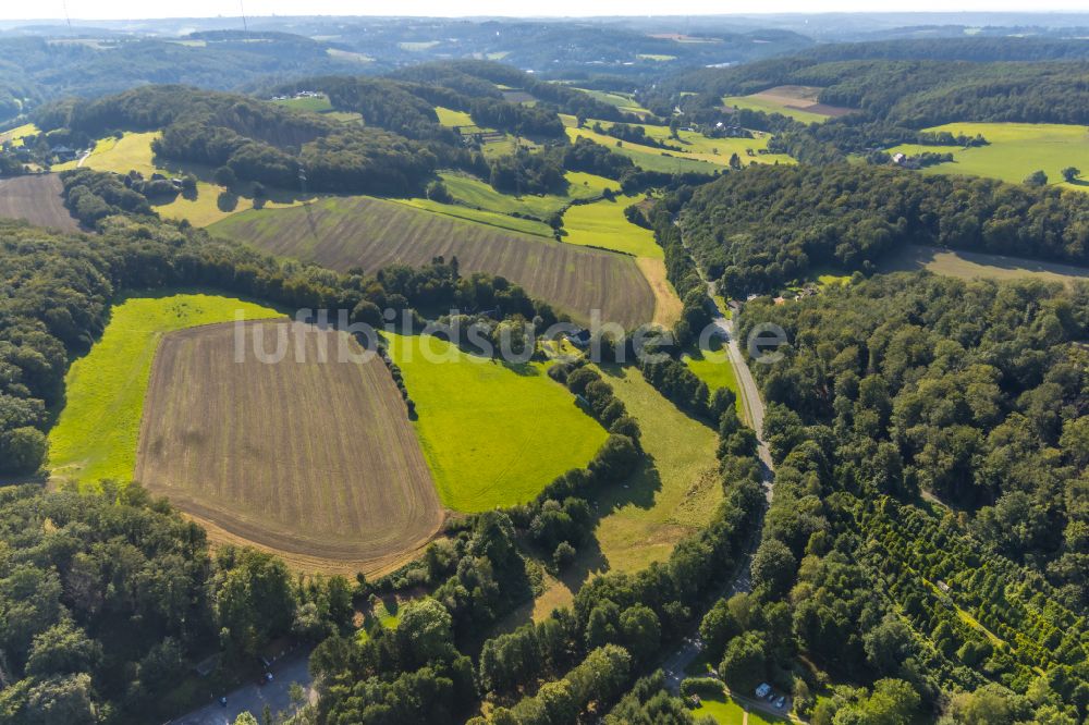 Luftbild Hattingen - Felder und angrenzende Waldgebiete in Hattingen im Bundesland Nordrhein-Westfalen, Deutschland