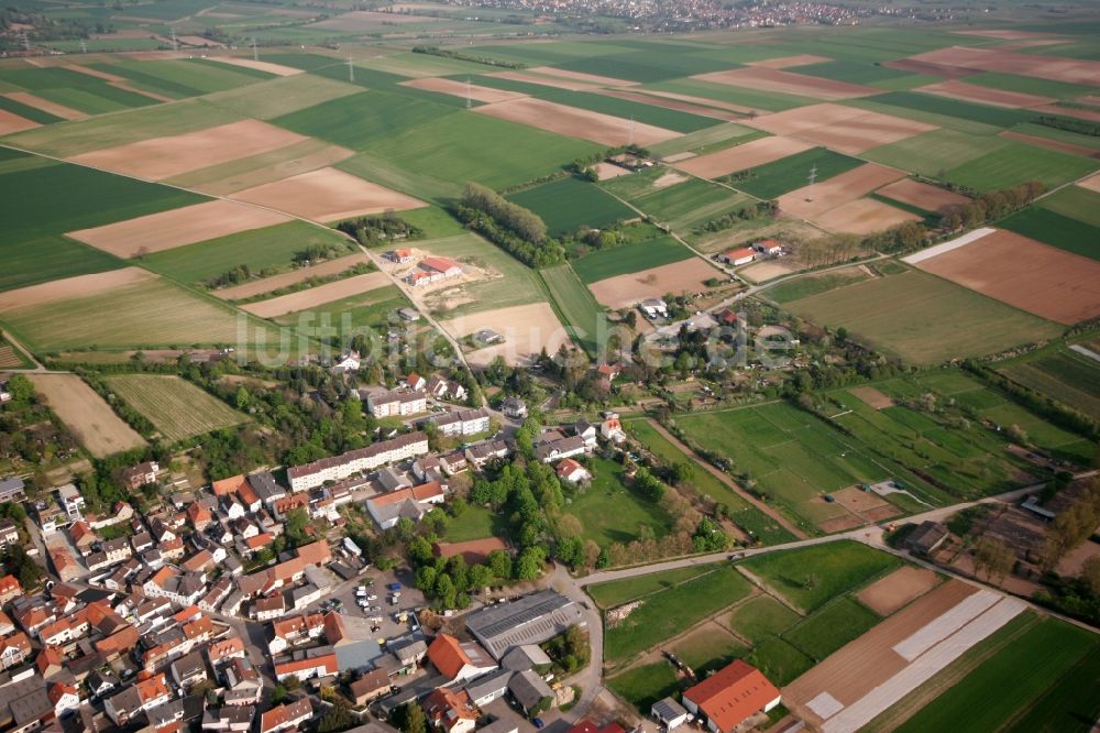 Mainz von oben - Felder im Osten des Stadtteils Hechtsheim im Bundesland Rheinland-Pfalz