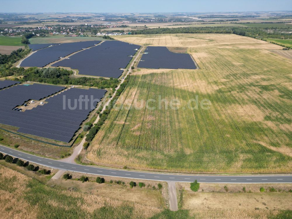 Luftbild Teutschenthal - Feldlandschaft und Planungsfläche in Teutschenthal im Bundesland Sachsen-Anhalt, Deutschland