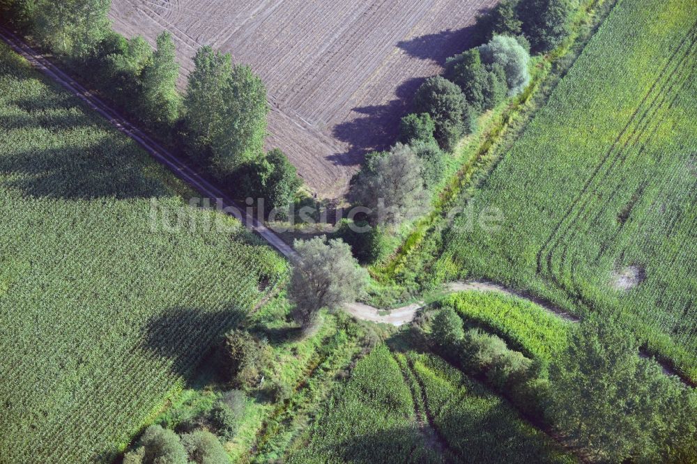 Luftaufnahme Lübtheen - Feldstrukturen- Landschaft bei Lübtheen im Bundesland Mecklenburg-Vorpommern