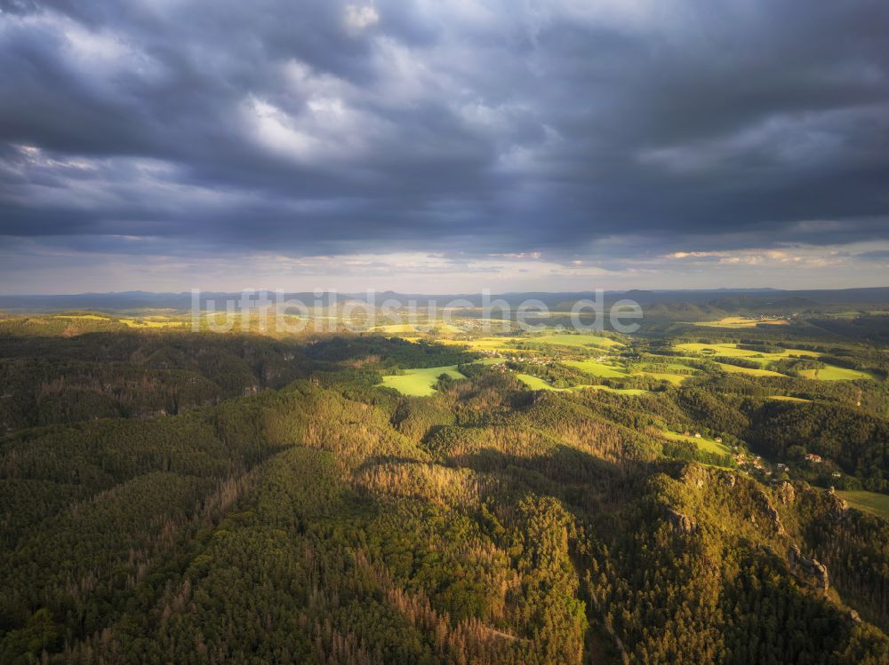 Luftbild Rathen - Felsen im Basteigebiet in Rathen im Bundesland Sachsen