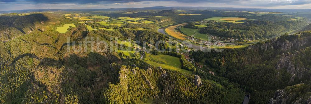 Luftbild Rathen - Felsen im Basteigebiet in Rathen im Bundesland Sachsen