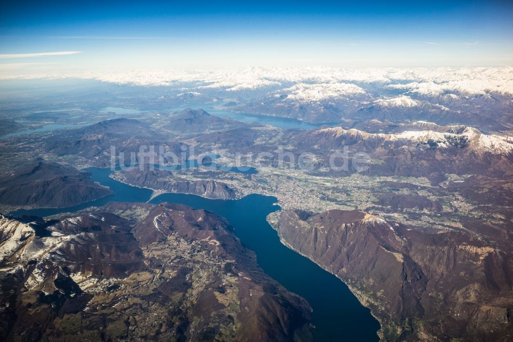 Luftaufnahme Lugano - Felsen- und Berglandschaft Alpen in Lugano im Kanton Ticino, Schweiz