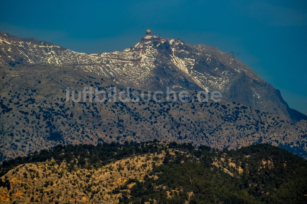 Luftbild Escorca - Felsen- und Berglandschaft des Puig Major in Escorca in Balearische Insel Mallorca, Spanien