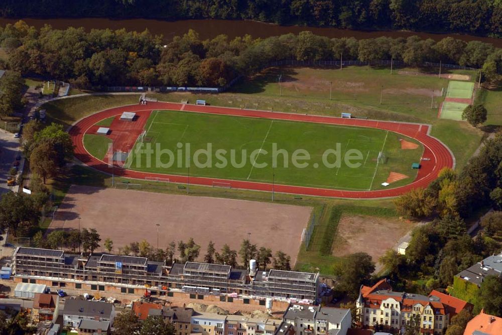 Luftbild Halle - Felsensportplatz / Turbineplatz