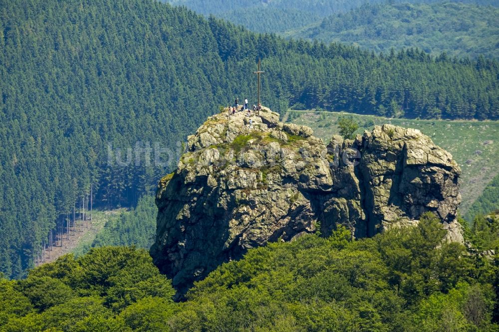 Olsberg von oben - Felsformation Bruchhauser Steine bei Bruchhausen bei Brilon im Bundesland Nordrhein-Westfalen