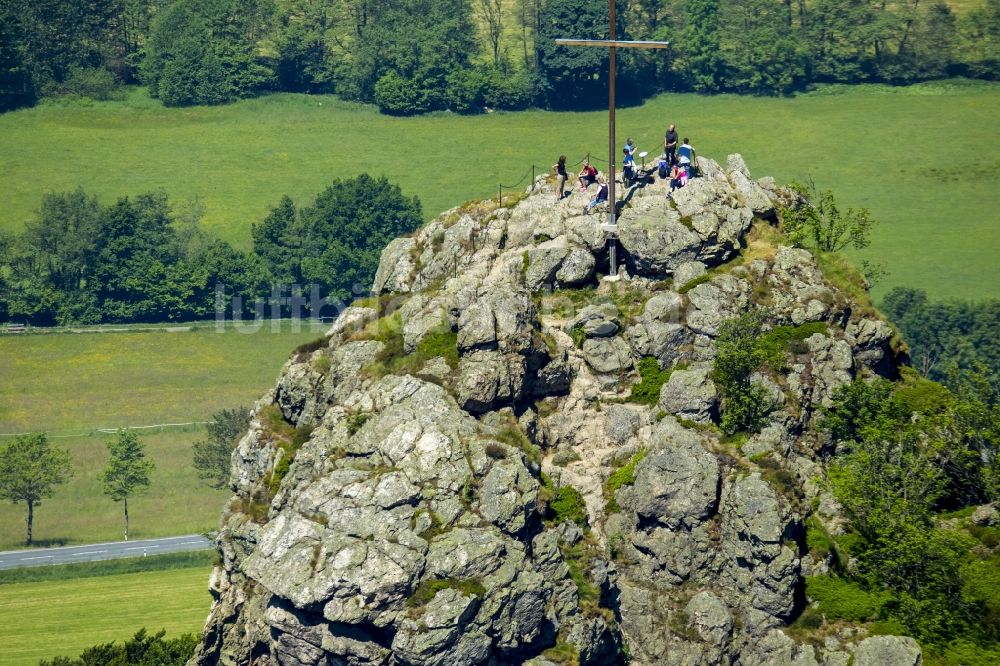 Olsberg von oben - Felsformation Bruchhauser Steine bei Bruchhausen bei Brilon im Bundesland Nordrhein-Westfalen