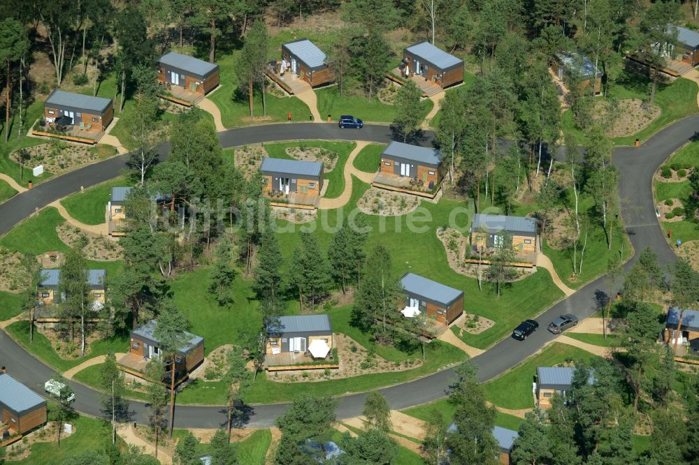 Krausnick von oben - Ferienhaus Anlage und Bungalow- Siedlung in Krausnick in Krausnick im Bundesland Brandenburg