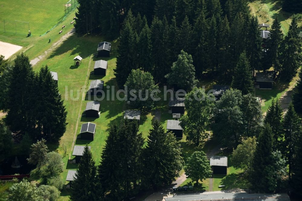 Auerbach/Vogtland von oben - Ferienhaus Anlage Waldpark Grünheide in Auerbach/Vogtland im Bundesland Sachsen