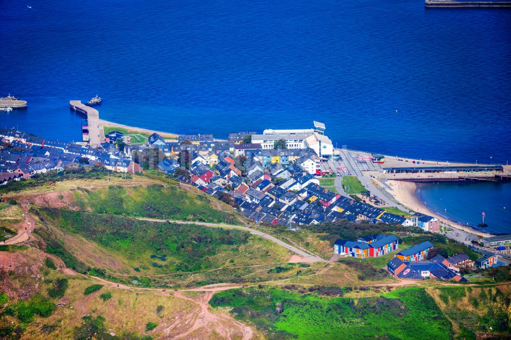 Helgoland aus der Vogelperspektive: Ferienwohnungen und Vermietung Unterland in Helgoland im Bundesland Schleswig-Holstein, Deutschland