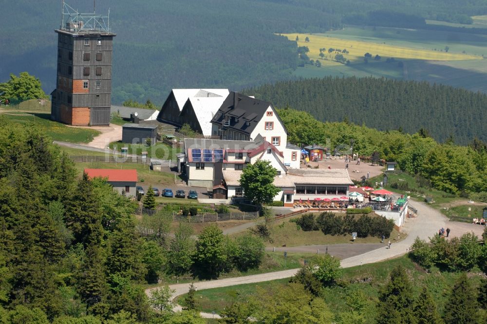 Luftaufnahme Kurort Brotterode - Fernmeldeturm und Fernsehturm in Brotterode im Bundesland Thüringen