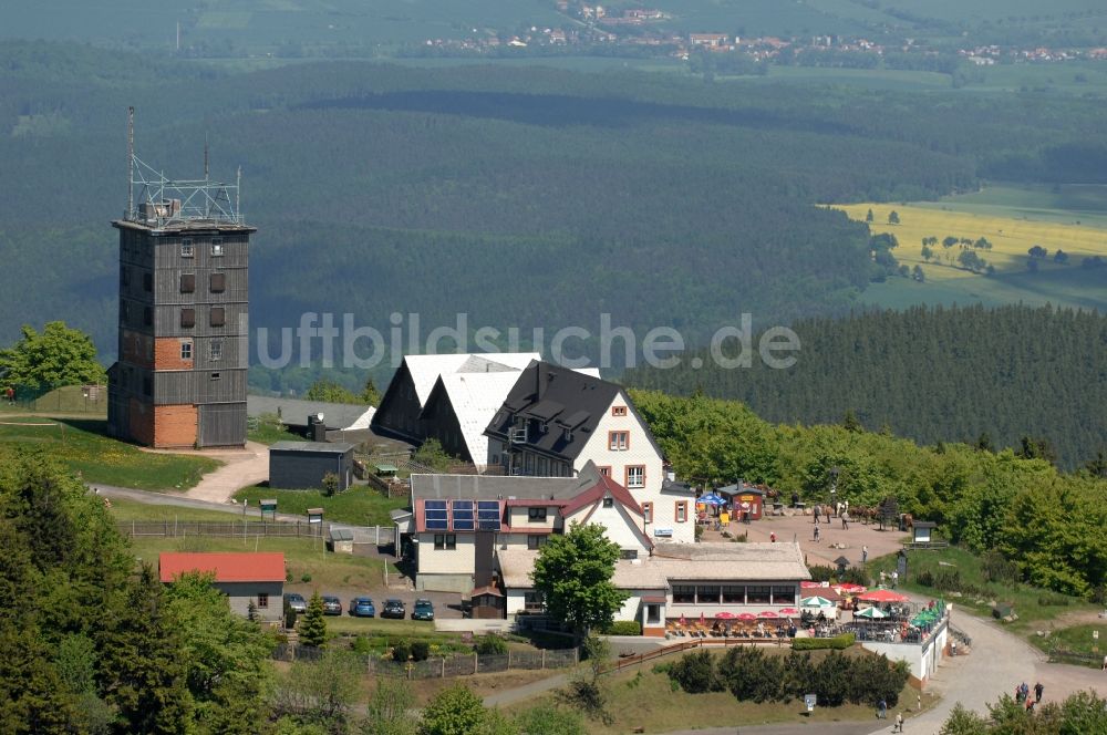 Kurort Brotterode von oben - Fernmeldeturm und Fernsehturm in Brotterode im Bundesland Thüringen