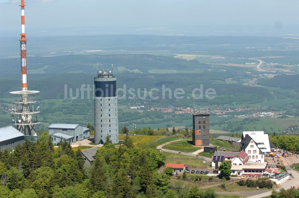 Kurort Brotterode von oben - Fernmeldeturm und Fernsehturm in Brotterode im Bundesland Thüringen