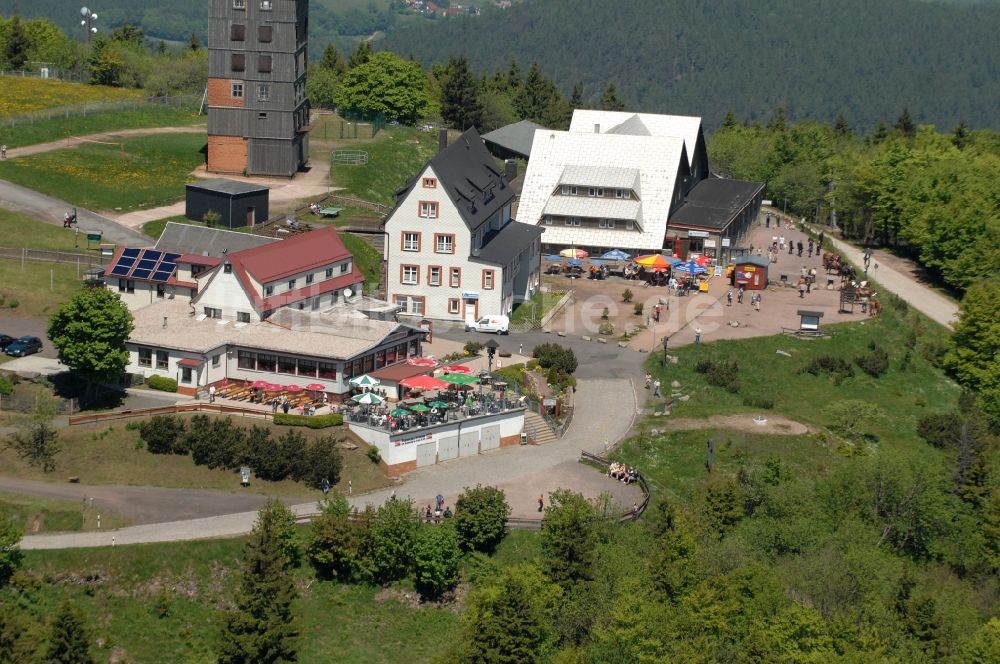 Luftaufnahme Kurort Brotterode - Fernmeldeturm und Fernsehturm in Brotterode im Bundesland Thüringen