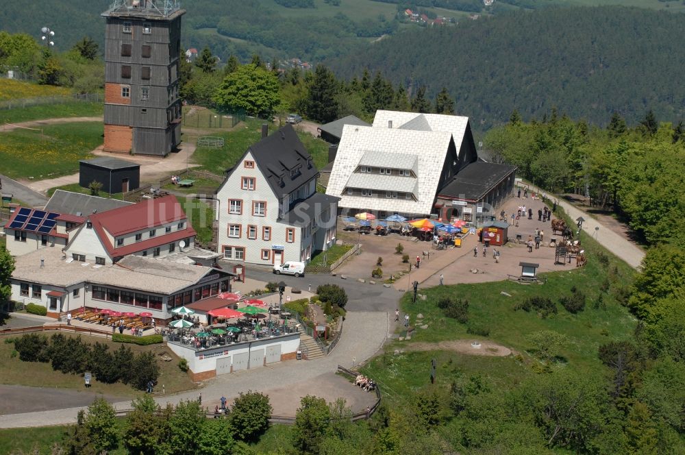 Kurort Brotterode von oben - Fernmeldeturm und Fernsehturm in Brotterode im Bundesland Thüringen