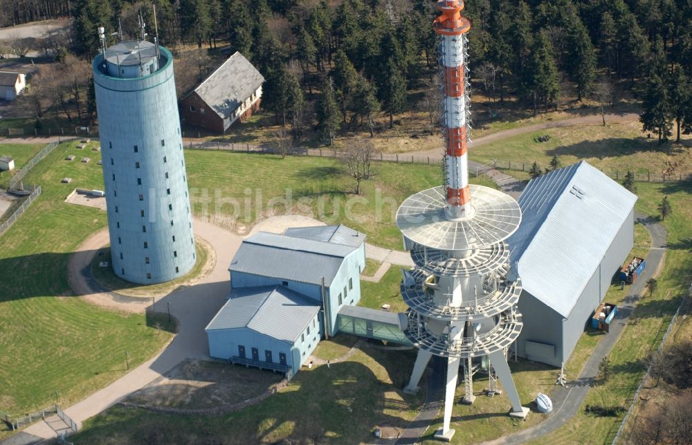 Luftaufnahme Kurort Brotterode - Fernmeldeturm und Fernsehturm in Brotterode im Bundesland Thüringen