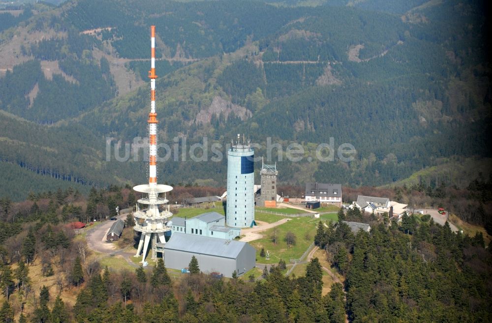 Kurort Brotterode von oben - Fernmeldeturm und Fernsehturm in Brotterode im Bundesland Thüringen