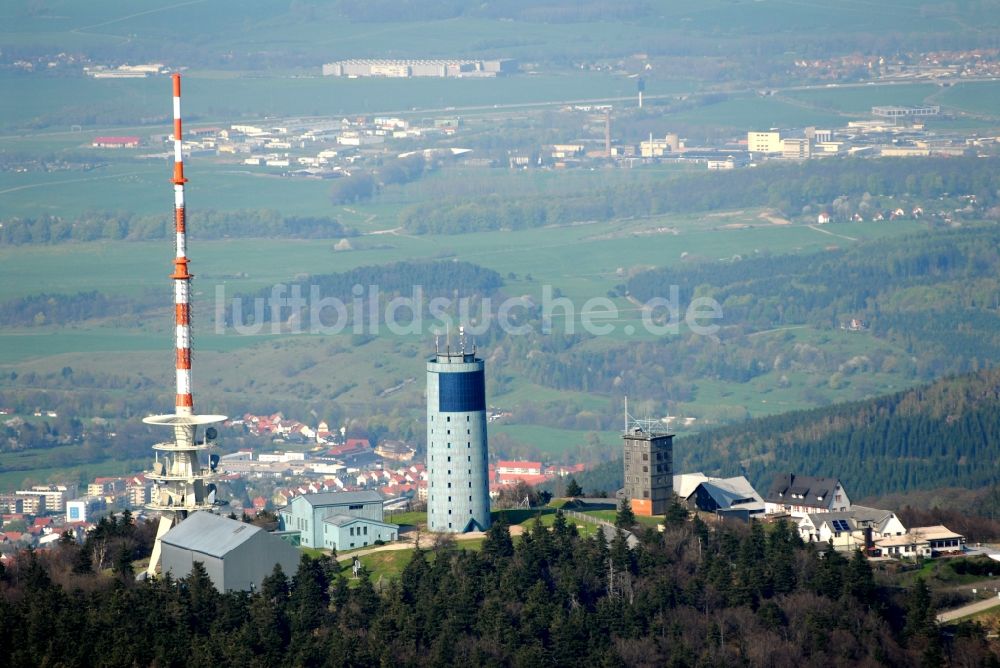 Luftaufnahme Kurort Brotterode - Fernmeldeturm und Fernsehturm in Brotterode im Bundesland Thüringen