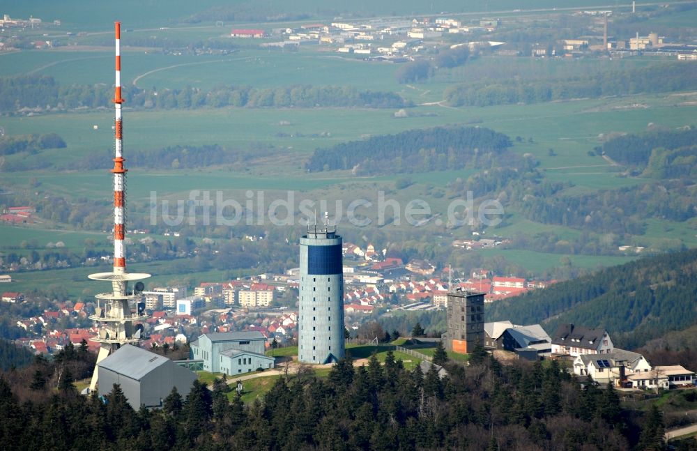 Kurort Brotterode von oben - Fernmeldeturm und Fernsehturm in Brotterode im Bundesland Thüringen