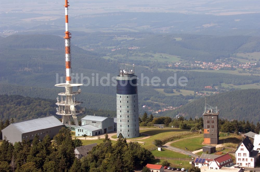 Luftaufnahme Kurort Brotterode - Fernmeldeturm und Fernsehturm in Brotterode im Bundesland Thüringen