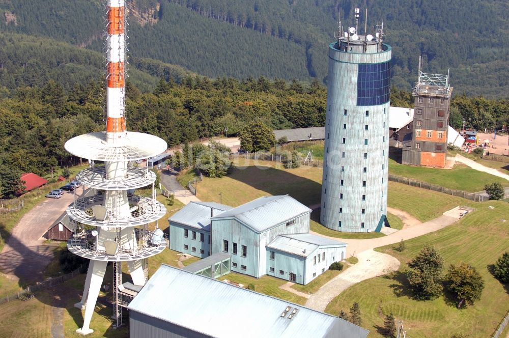 Kurort Brotterode aus der Vogelperspektive: Fernmeldeturm und Fernsehturm in Brotterode im Bundesland Thüringen