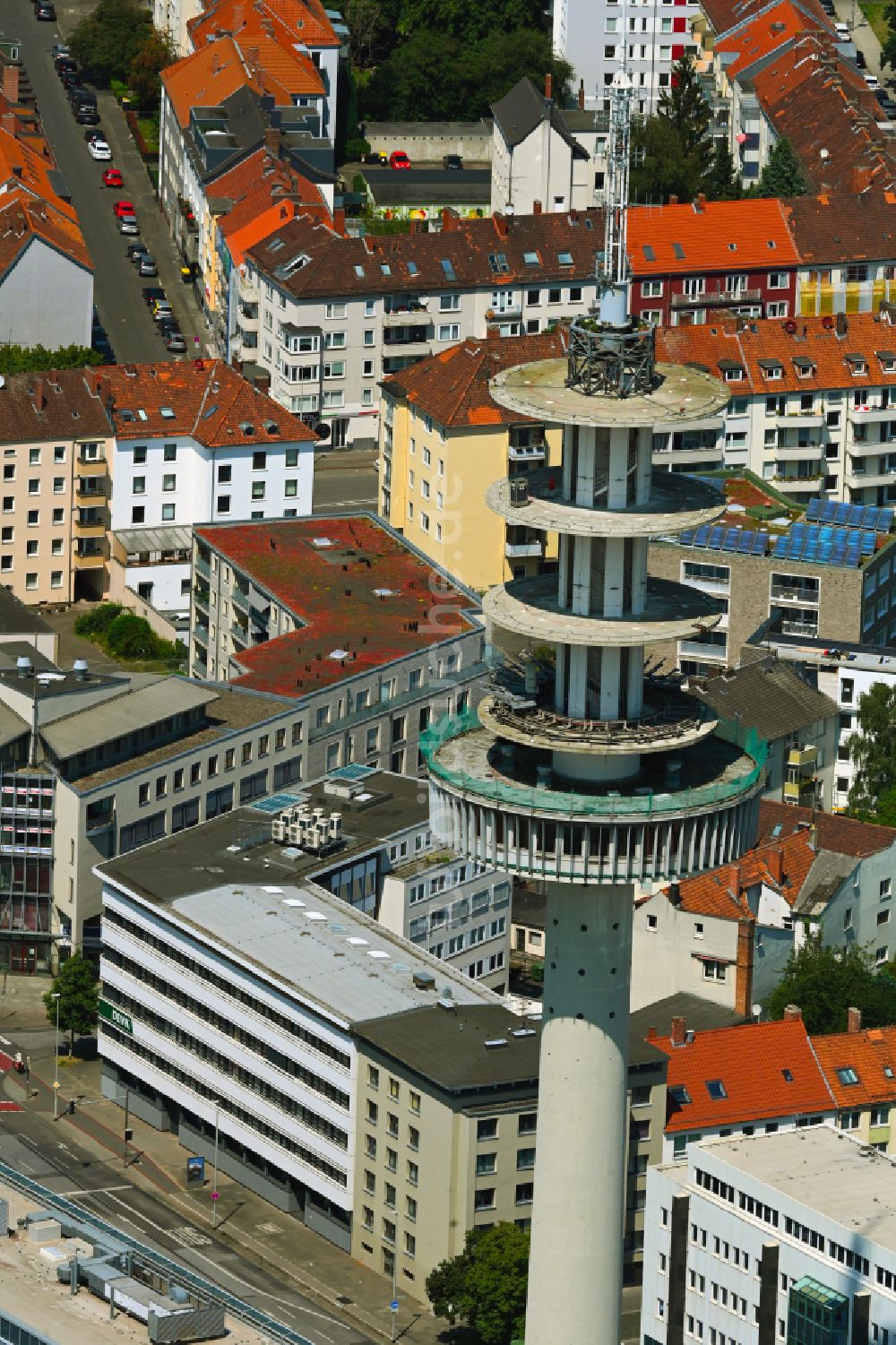 Luftbild Hannover - Fernmeldeturm und Fernsehturm in Hannover im Bundesland Niedersachsen, Deutschland