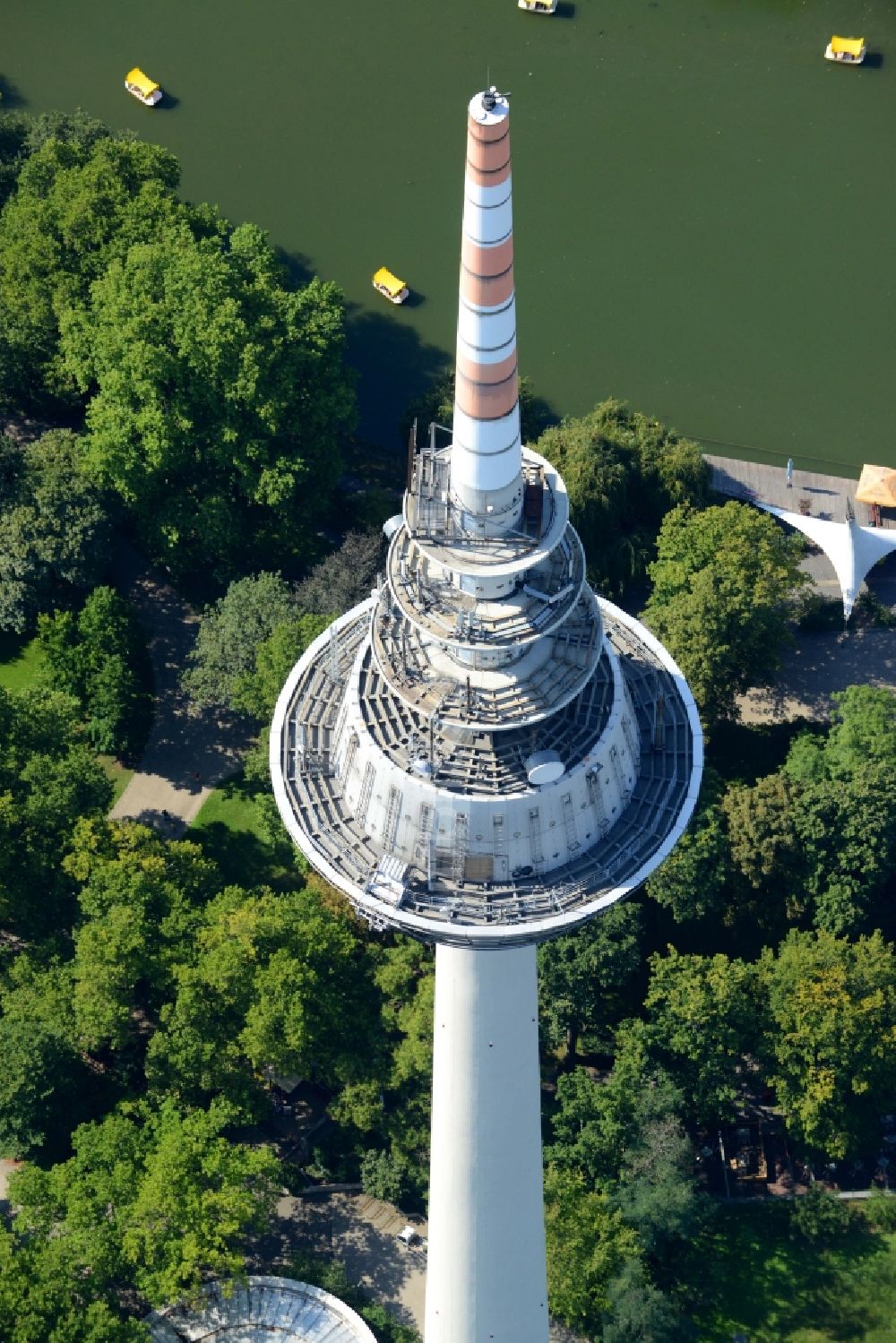 Luftaufnahme Mannheim - Fernmeldeturm und Fernsehturm in Mannheim im Bundesland Baden-Württemberg