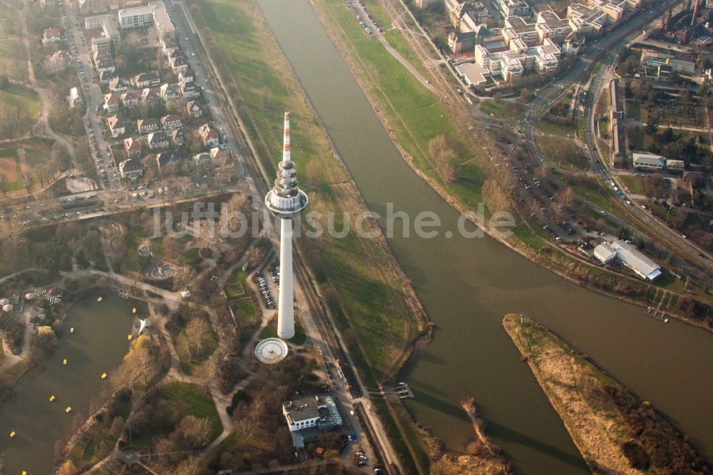 Luftbild Mannheim - Fernmeldeturm und Fernsehturm in Mannheim im Bundesland Baden-Württemberg, Deutschland