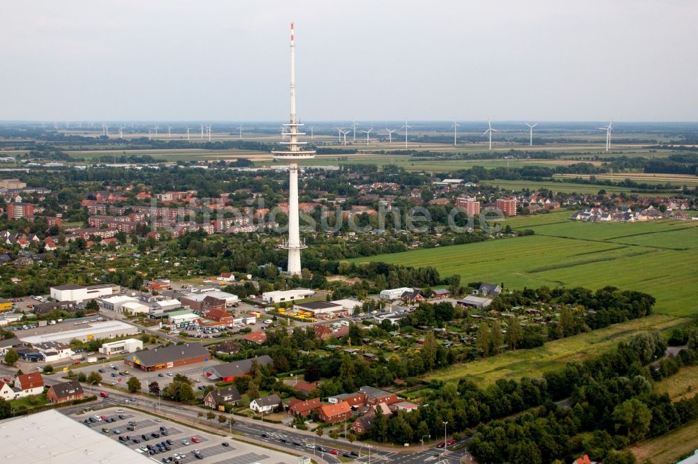 Cuxhaven aus der Vogelperspektive: Fernmeldeturm und Fernsehturm im Ortsteil Süder- und Westerwisch in Cuxhaven im Bundesland Niedersachsen