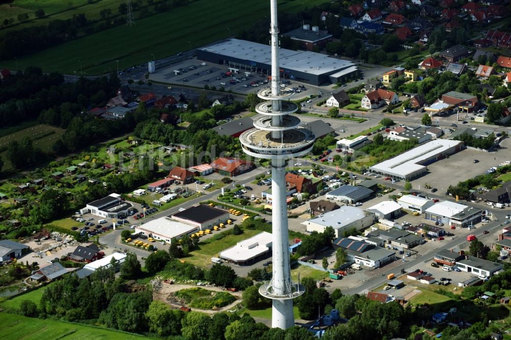 Luftbild Cuxhaven - Fernmeldeturm und Fernsehturm im Ortsteil Süder- und Westerwisch in Cuxhaven im Bundesland Niedersachsen, Deutschland