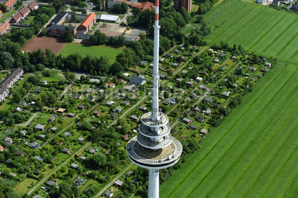 Luftbild Cuxhaven - Fernmeldeturm und Fernsehturm im Ortsteil Süder- und Westerwisch in Cuxhaven im Bundesland Niedersachsen, Deutschland