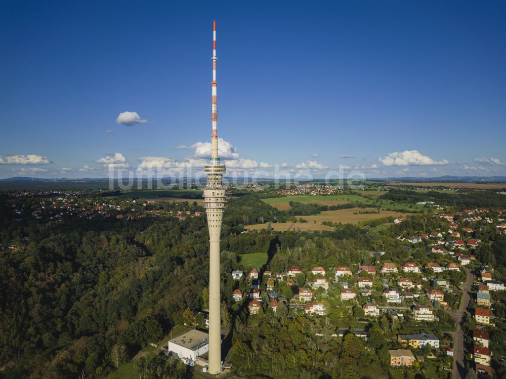 Luftbild Dresden - Fernmeldeturm und Fernsehturm im Ortsteil Wachwitz in Dresden im Bundesland Sachsen, Deutschland