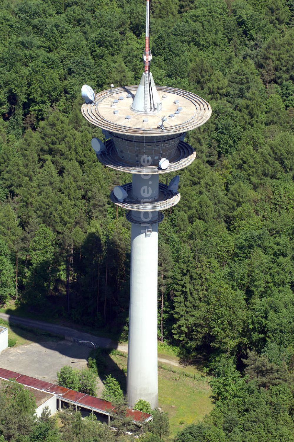 Gramschatz aus der Vogelperspektive: Fernmeldeturm Gramschatzer Wald