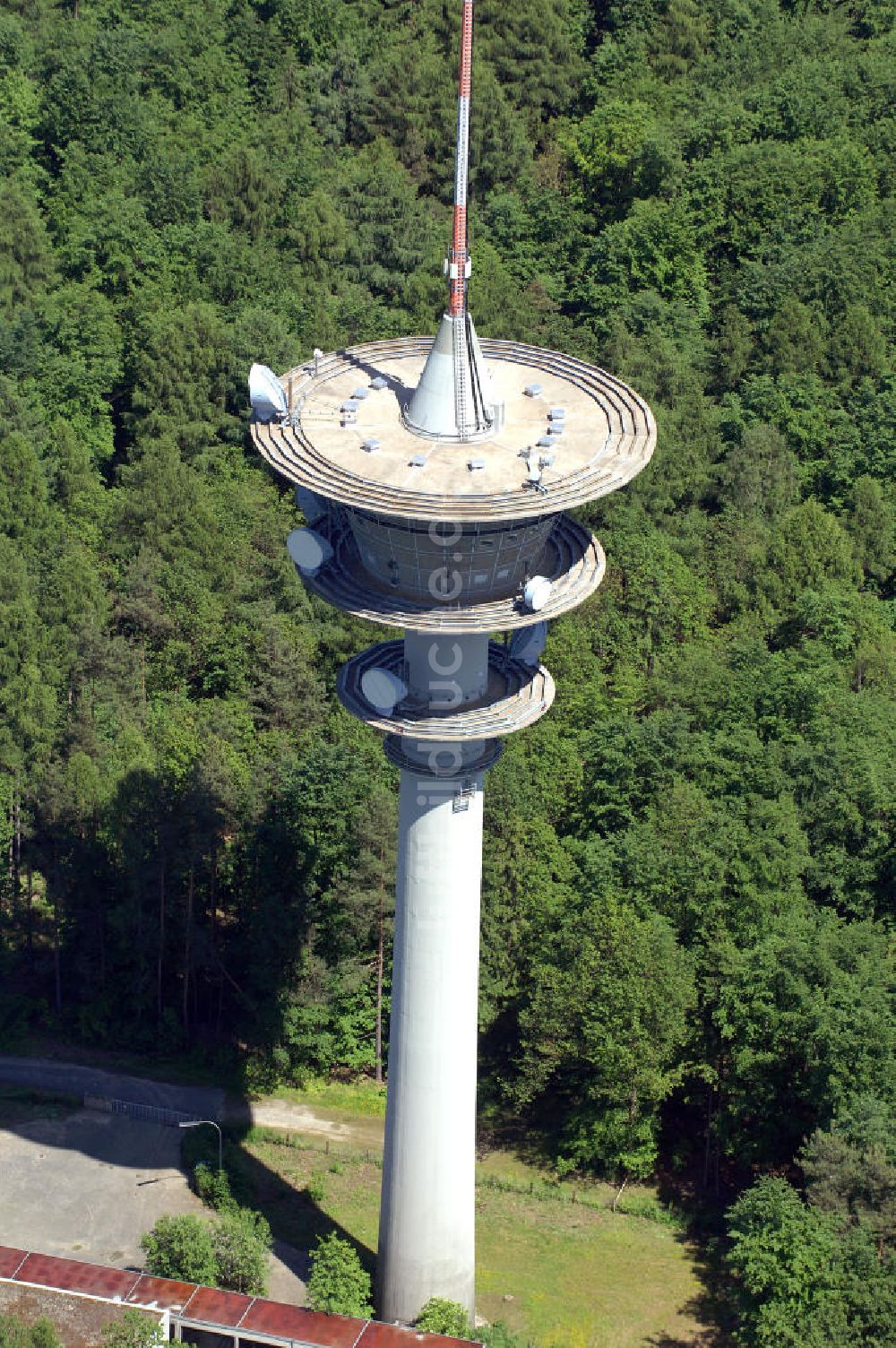 Gramschatz aus der Vogelperspektive: Fernmeldeturm Gramschatzer Wald