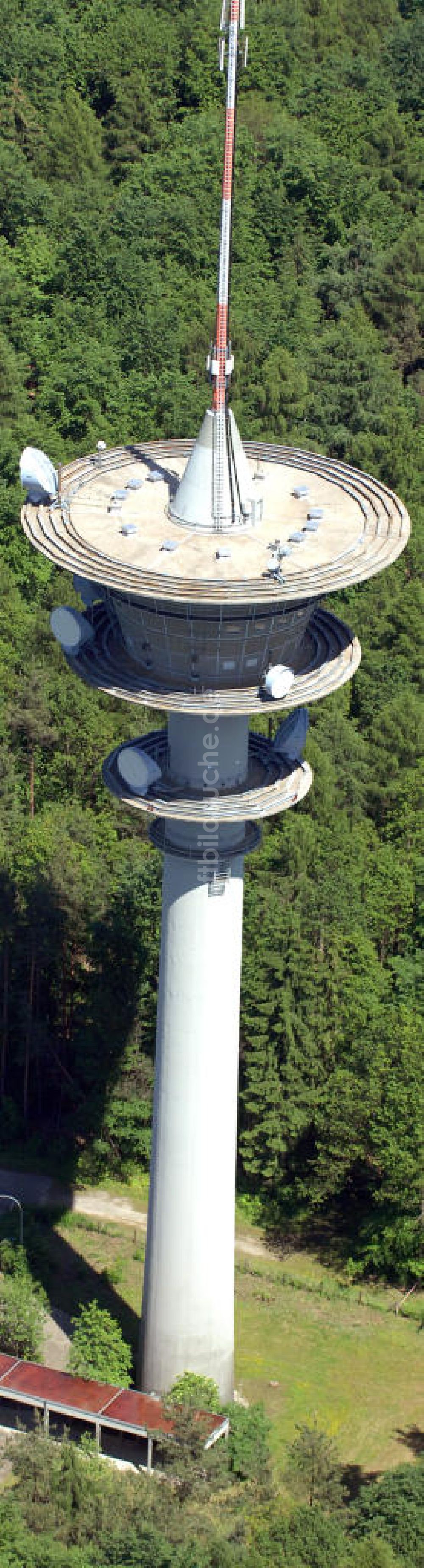 Gramschatz aus der Vogelperspektive: Fernmeldeturm Gramschatzer Wald