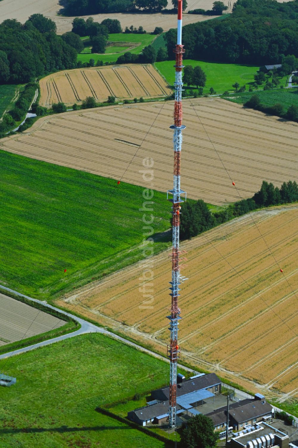 Luftaufnahme Nottuln - Fernmeldeturm und Grundnetzsender WDR-Sender Münster/Baumberge in Nottuln im Bundesland Nordrhein-Westfalen, Deutschland