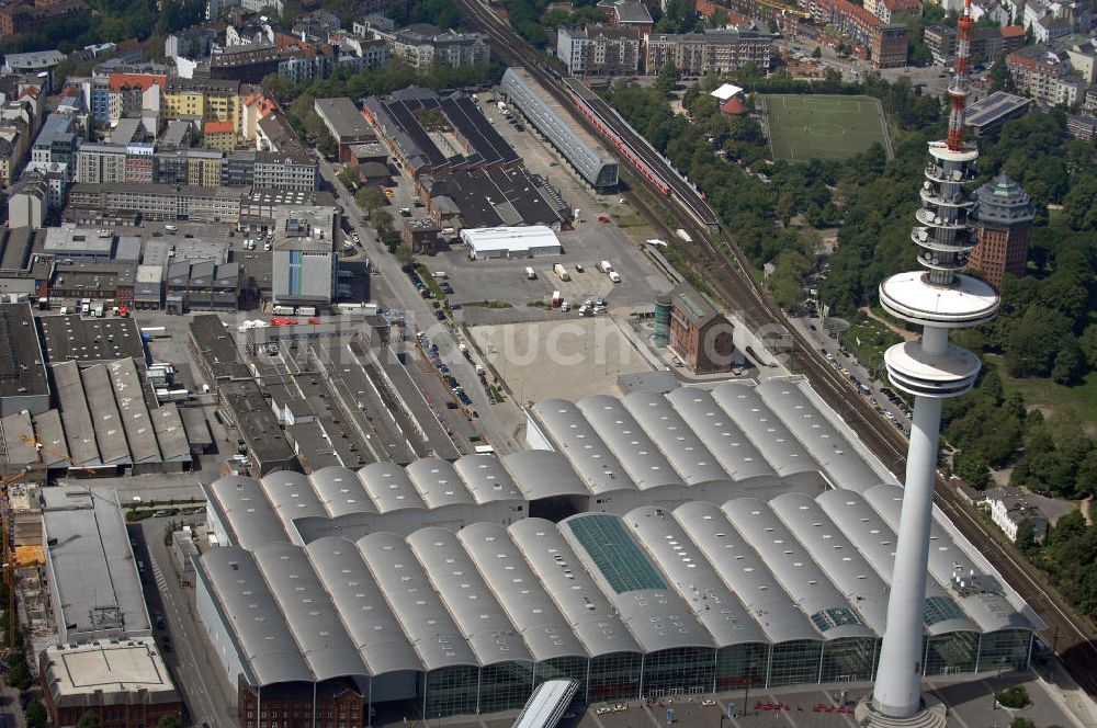 Luftaufnahme Hamburg - Fernmeldeturm Heinrich-Hertz-Turm am Messe-Gelände