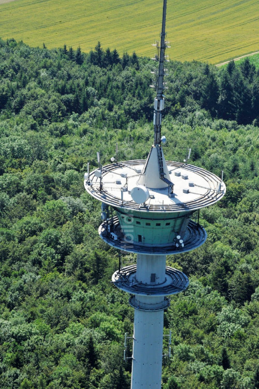 BOLLSTADT von oben - Fernmeldeturm Rauhe Wanne in Bollstadt in Bayern