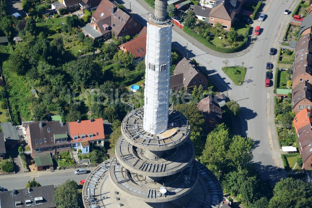 Kiel von oben - Fernmeldeturm im Vieburger Gehölz in Kiel im Bundesland Schleswig-Holstein