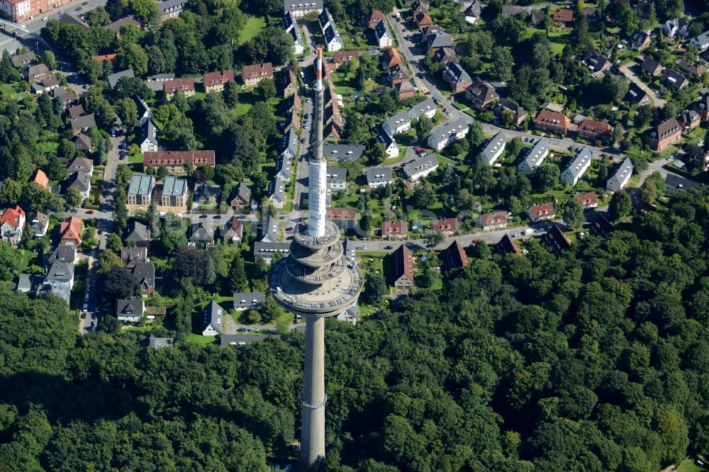 Luftaufnahme Kiel - Fernmeldeturm im Vieburger Gehölz in Kiel im Bundesland Schleswig-Holstein