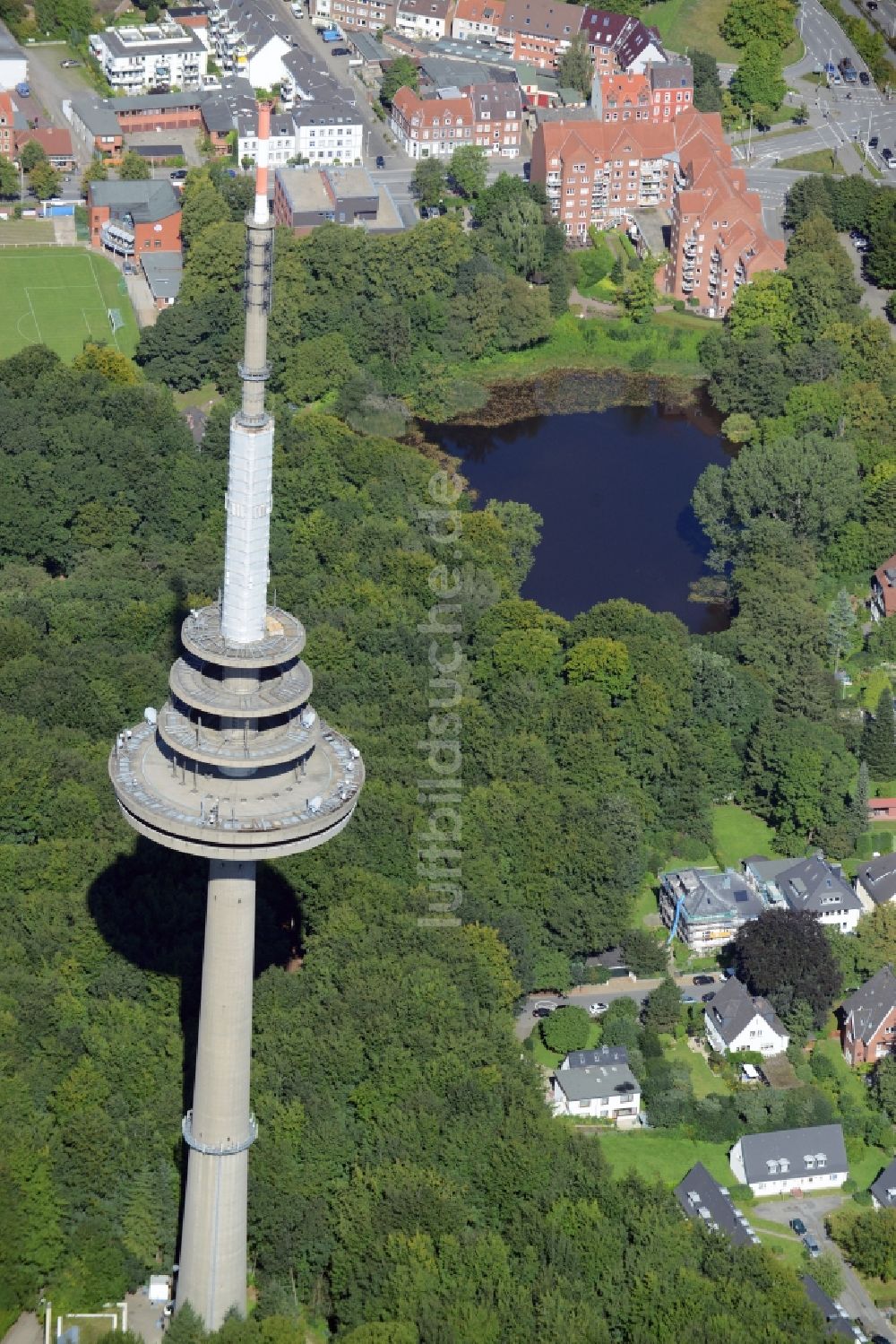 Luftbild Kiel - Fernmeldeturm im Vieburger Gehölz in Kiel im Bundesland Schleswig-Holstein