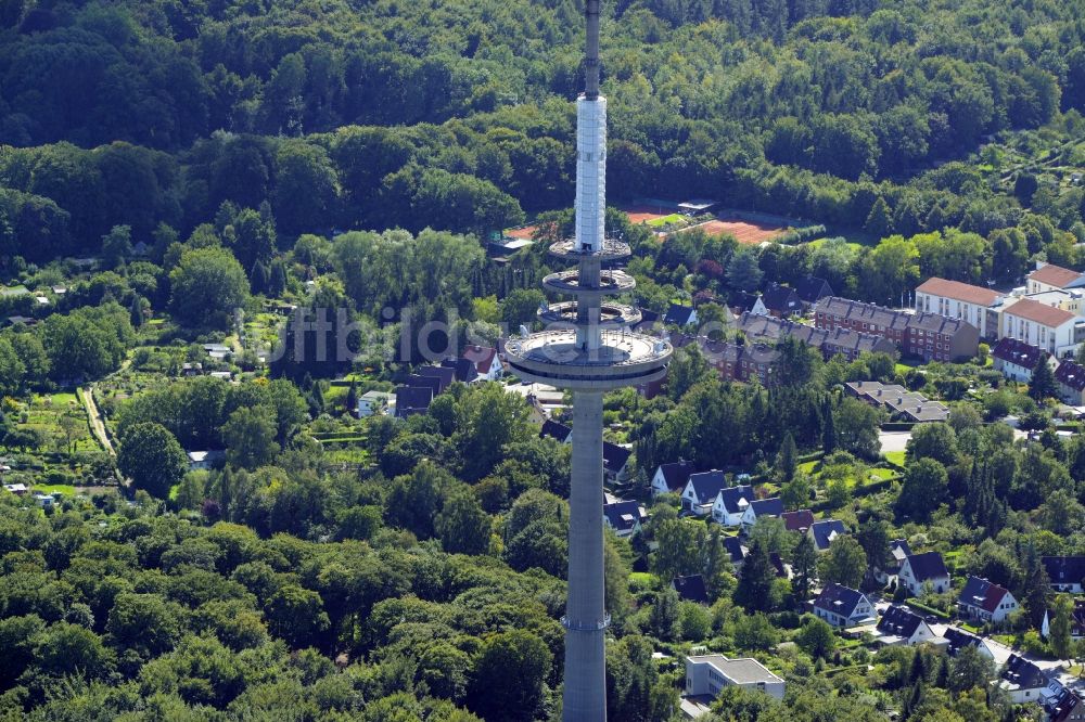 Kiel aus der Vogelperspektive: Fernmeldeturm im Vieburger Gehölz in Kiel im Bundesland Schleswig-Holstein