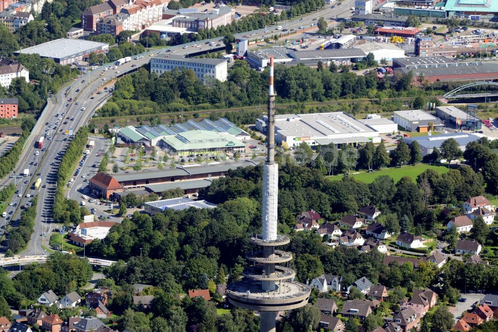 Luftaufnahme Kiel - Fernmeldeturm im Vieburger Gehölz in Kiel im Bundesland Schleswig-Holstein