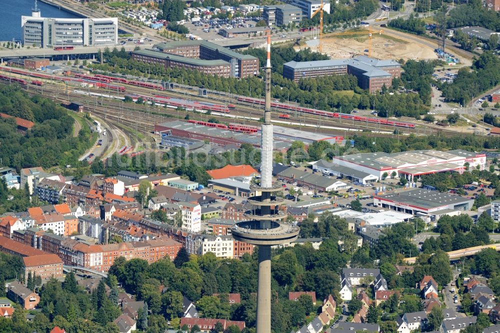 Kiel von oben - Fernmeldeturm im Vieburger Gehölz in Kiel im Bundesland Schleswig-Holstein