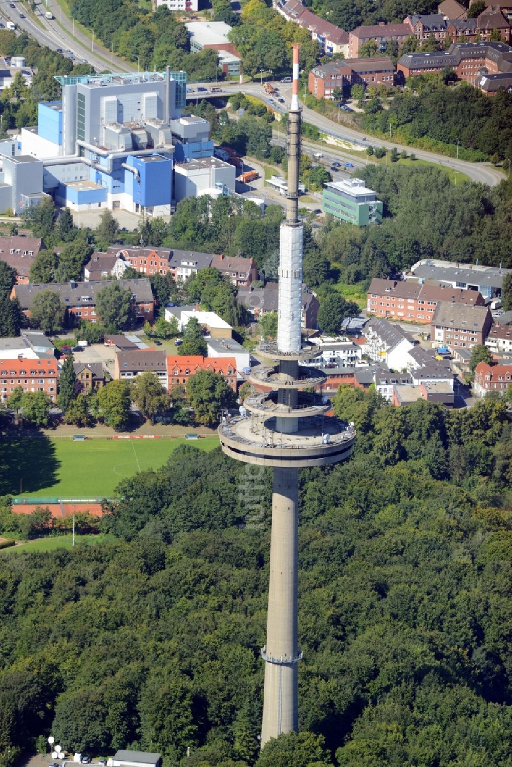 Luftaufnahme Kiel - Fernmeldeturm im Vieburger Gehölz in Kiel im Bundesland Schleswig-Holstein