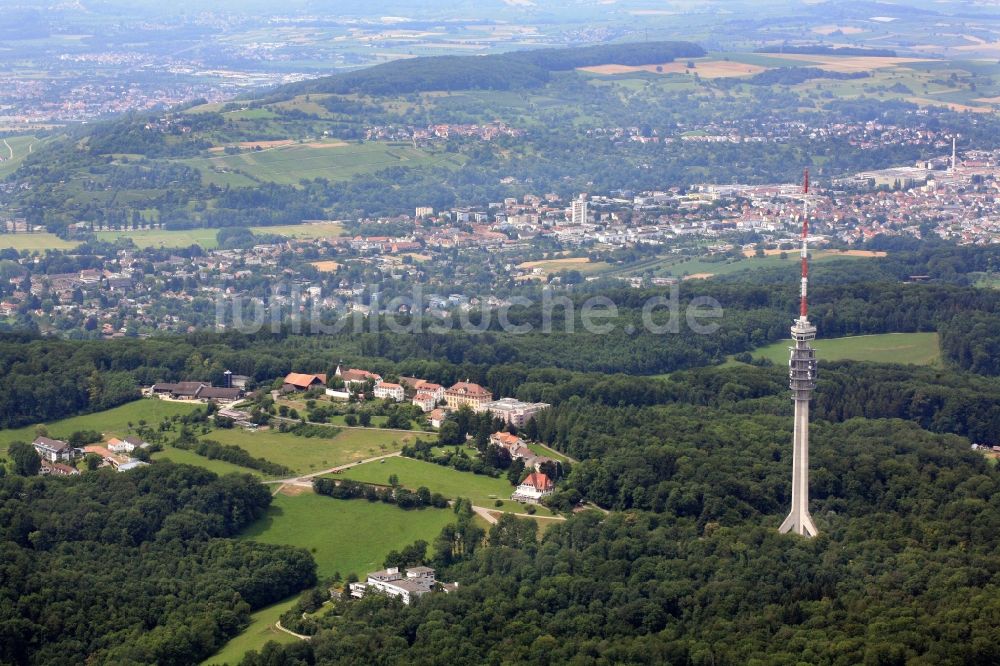 Luftbild Bettingen - Fernsehturm und Campus St. Chrischona in Bettingen in der Schweiz