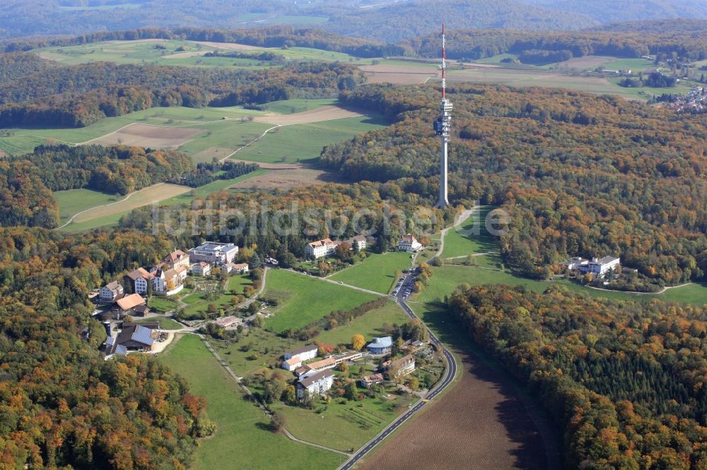 Luftbild Bettingen - Fernsehturm und Campus St. Chrischona in Bettingen in der Schweiz