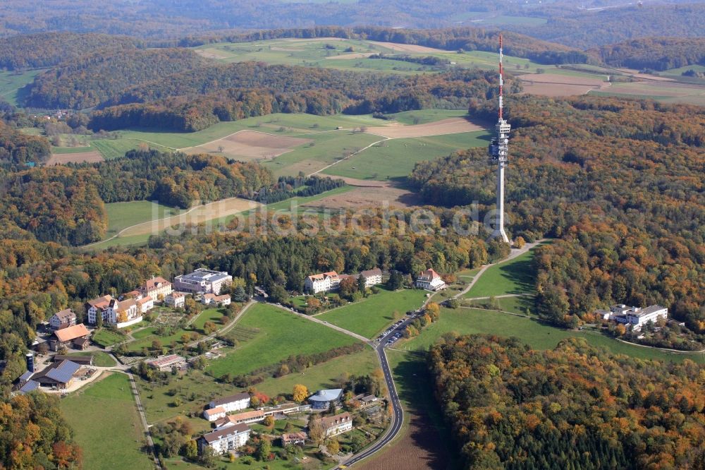 Luftaufnahme Bettingen - Fernsehturm und Campus St. Chrischona in Bettingen in der Schweiz